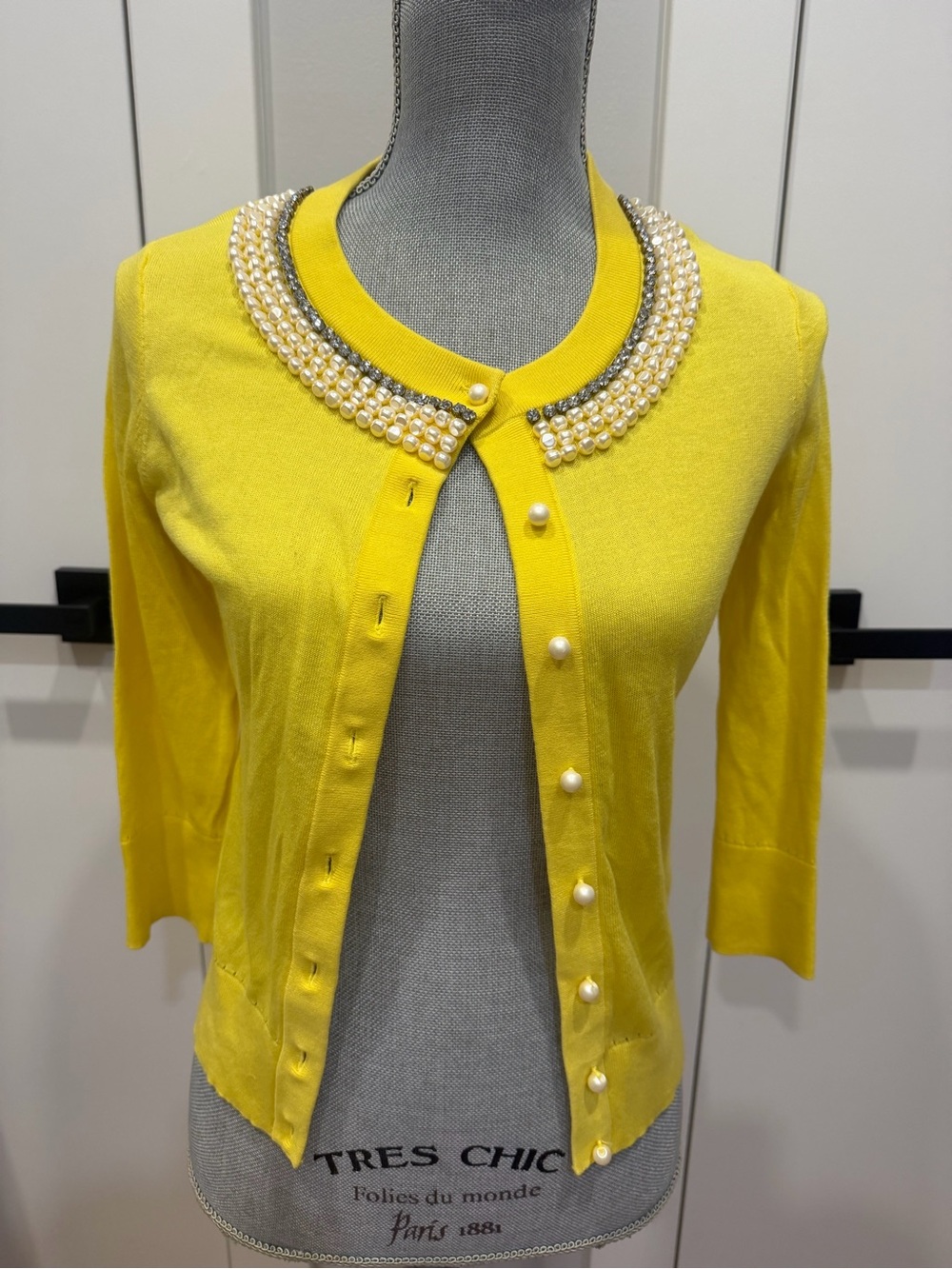 kate spade Yellow Pearl-Trim Cardigan